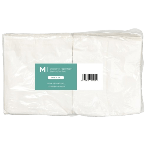 Greaseproof Paper Bags 4 - White, 210mm x 240mm, 40gsm (1000) - NZ Packaging