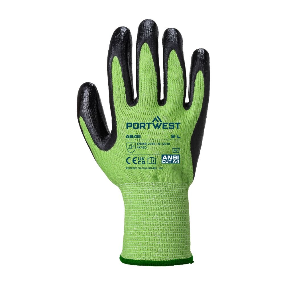 Green Cut Glove - Nitrile Foam, Green/Black - NZ Packaging