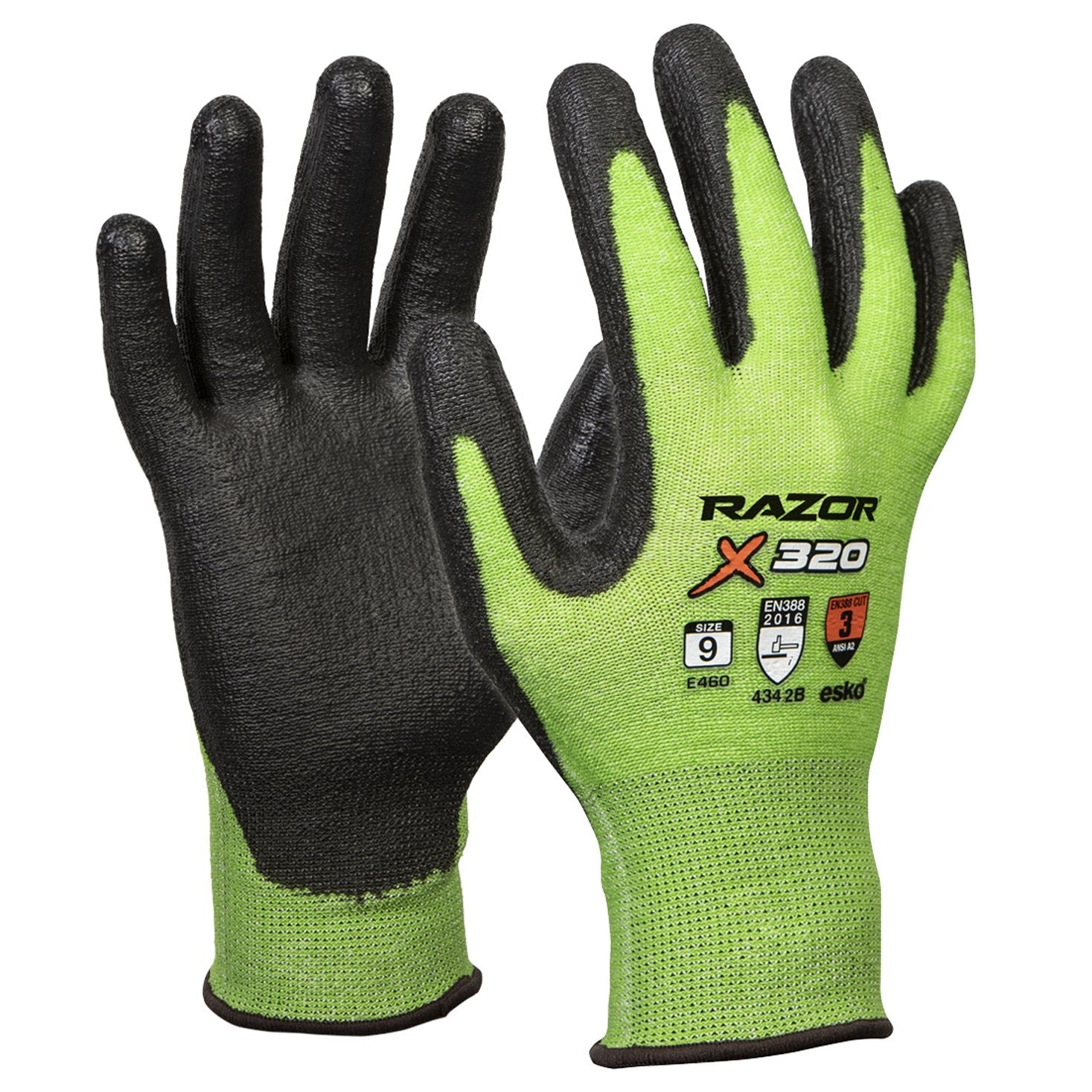 Green Razor X320 Uhmwpe Cut Level 3 Glove, Black Pu Coating - NZ Packaging