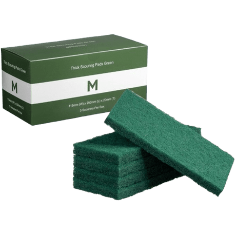 Green Thick Scouring Pad 115mm x 250mm x 20mm (5) - NZ Packaging