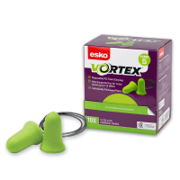 Green Vortex Bell Shaped Corded Earplugs, Class 5 - 26db, 100 Pair Dispenser Box. - NZ Packaging