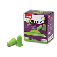 Green Vortex Bell Shaped Earplugs, Class 5 - 26db, 200 Pair Dispenser Box - NZ Packaging