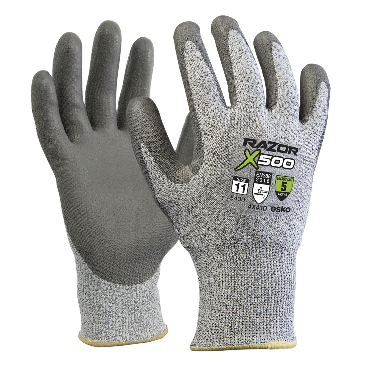 Grey Razor X500 Glove, Uhmwpe Cut Level 5, Grey Pu Coating - NZ Packaging