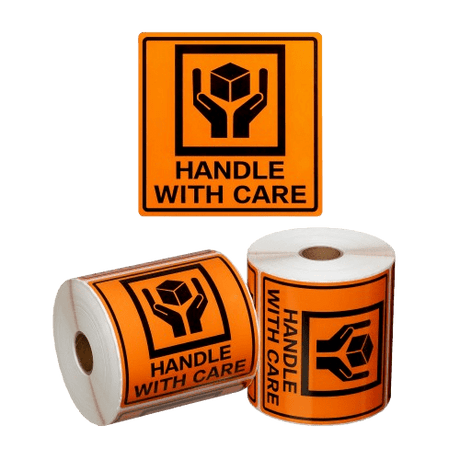Handle With Care Label, 99mm X 99mm - NZ Packaging