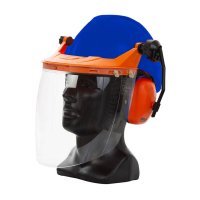 Hard Hat Clear Visor Combo Including Blue Pinlock Hard Hat, Ear Muffs, Browguard Attachment, And Clear Visor - NZ Packaging
