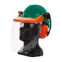 Hard Hat Clear Visor Combo Including Green Pinlock Hard Hat, Ear Muffs, Browguard Attachment, And Clear Visor - NZ Packaging