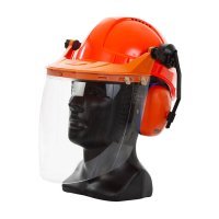 Hard Hat Clear Visor Combo Including Neon Orange Pinlock Hard Hat, Ear Muffs, Browguard Attachment, And Clear Visor - NZ Packaging
