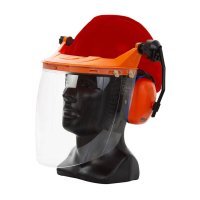 Hard Hat Clear Visor Combo Including Red Pinlock Hard Hat, Ear Muffs, Browguard Attachment, And Clear Visor - NZ Packaging