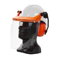 Hard Hat Clear Visor Combo Including White Pinlock Hard Hat, Ear Muffs, Browguard Attachment, And Clear Visor - NZ Packaging
