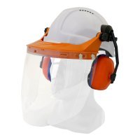 Hard Hat Clear Visor Combo Including White Ratchet Hard Hat, Ear Muffs, Browguard Attachment, And Clear Visor - NZ Packaging