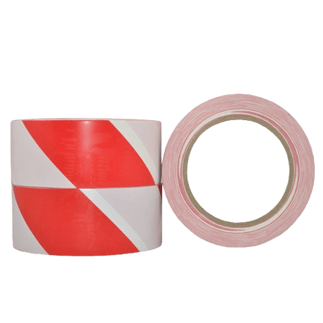 Hazard Floor Marking Tape Red/White, 48mm X 30m High Tack Pvc Rubber Adhesive - NZ Packaging