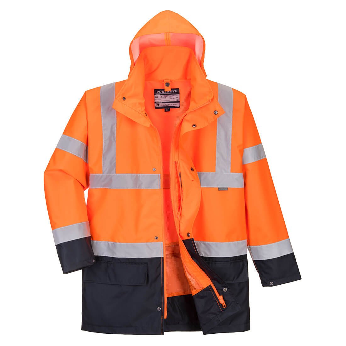 Hi-Vis 5-in-1 Contrast Essential Jacket, Orange/Navy - NZ Packaging