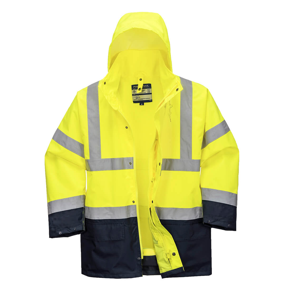 Hi-Vis 5-in-1 Contrast Essential Jacket, Yellow/Navy - NZ Packaging
