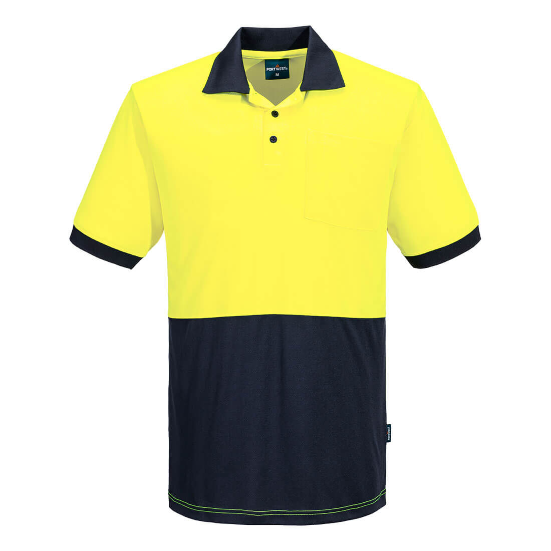Hi Vis Class D Contrast Polo Shirt S/S, Yellow/Navy - NZ Packaging