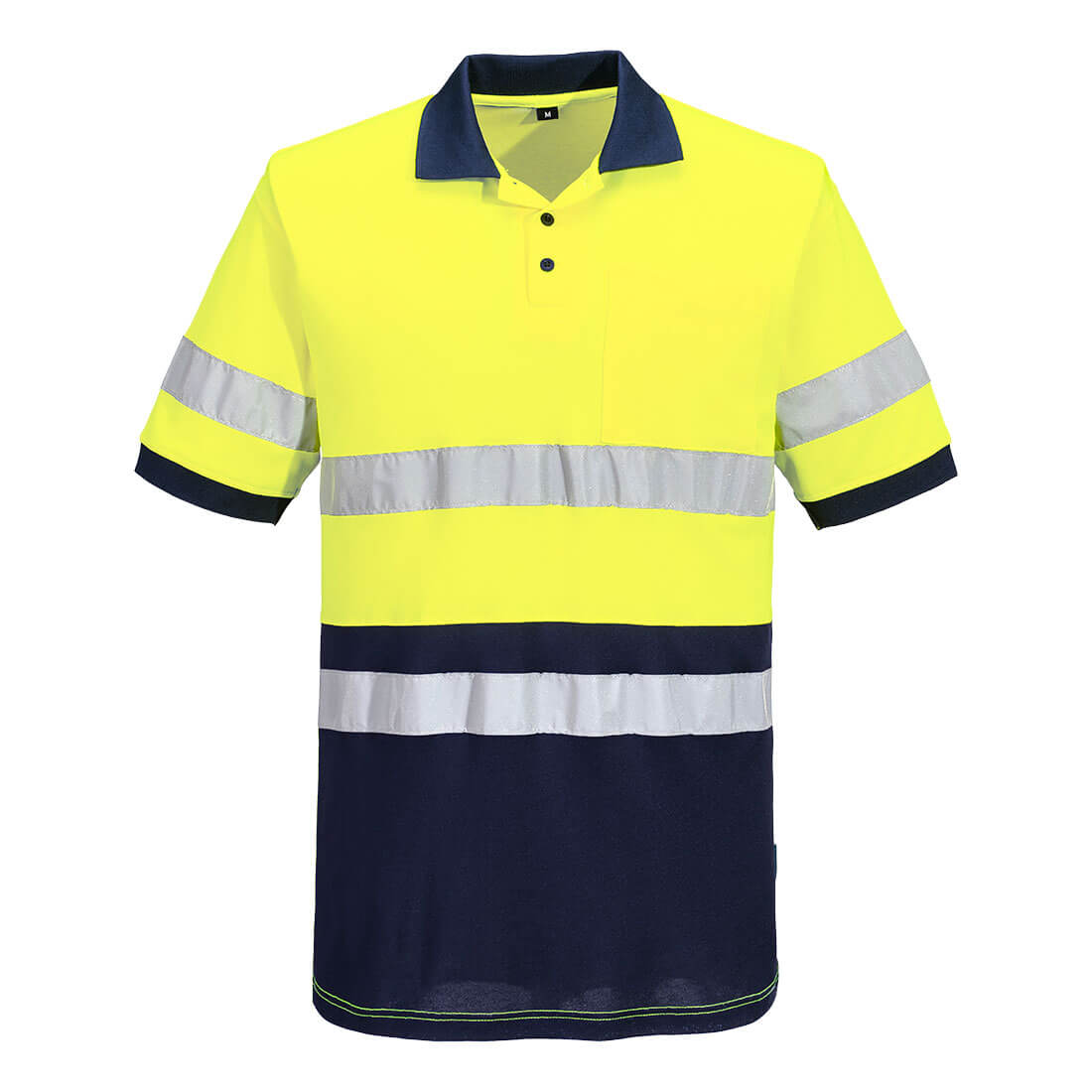 Hi-Vis Class D/N Contrast Polo shirt S/S, Yellow/Navy - NZ Packaging