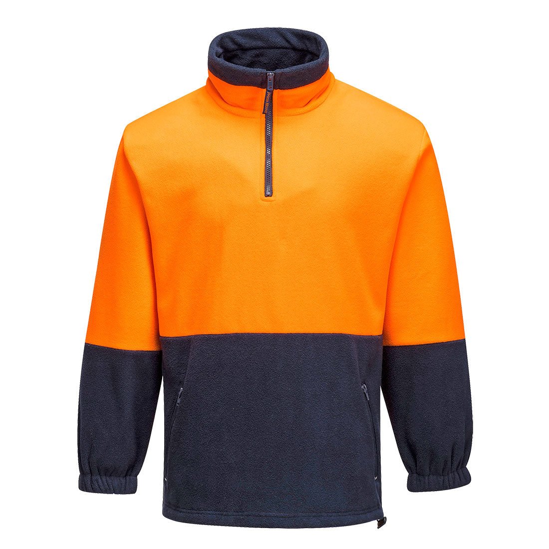 Hi-Vis Contrast 1/4 Zip Class D Polar Fleece, Orange/Navy - NZ Packaging