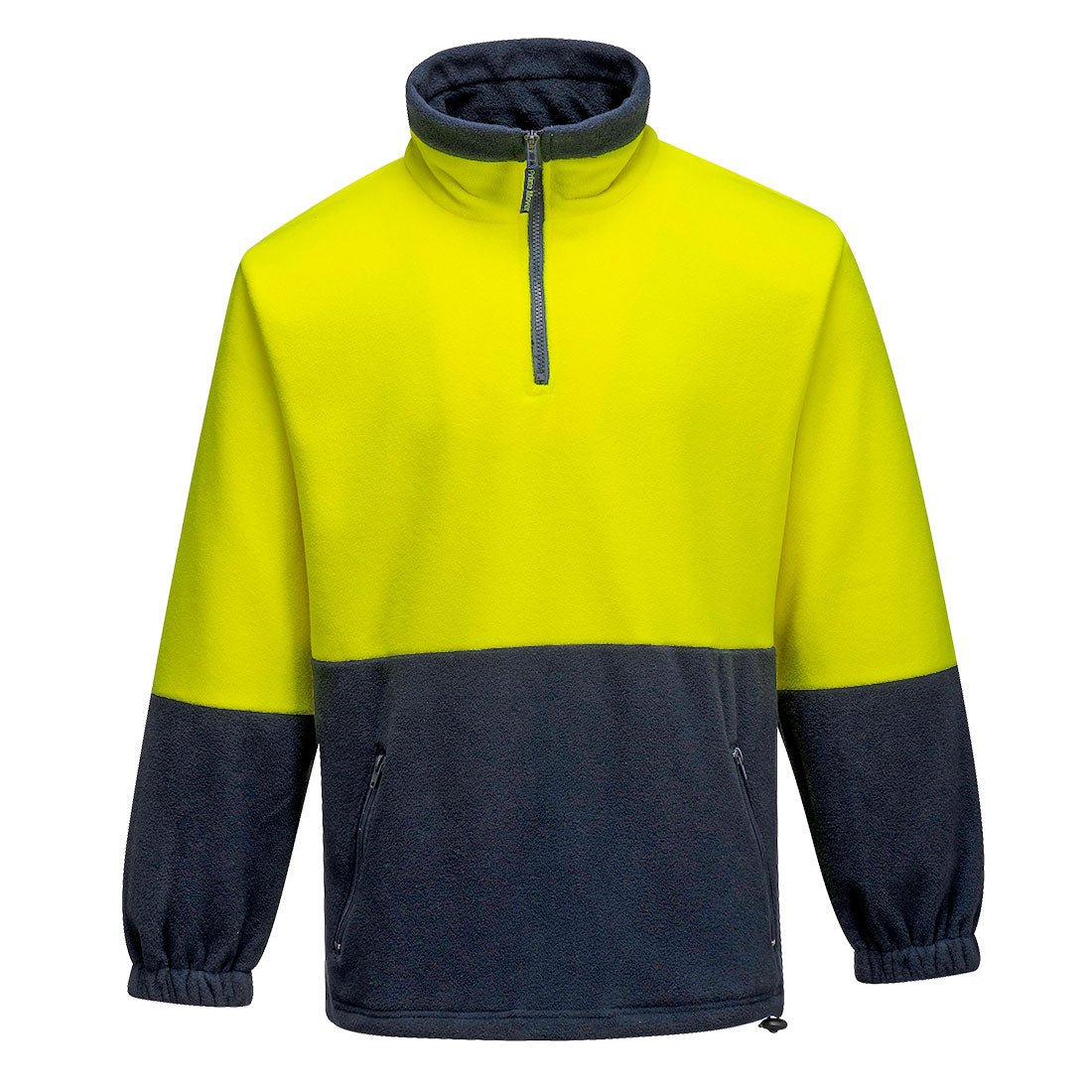 Hi-Vis Contrast 1/4 Zip Class D Polar Fleece, Yellow/Navy - NZ Packaging