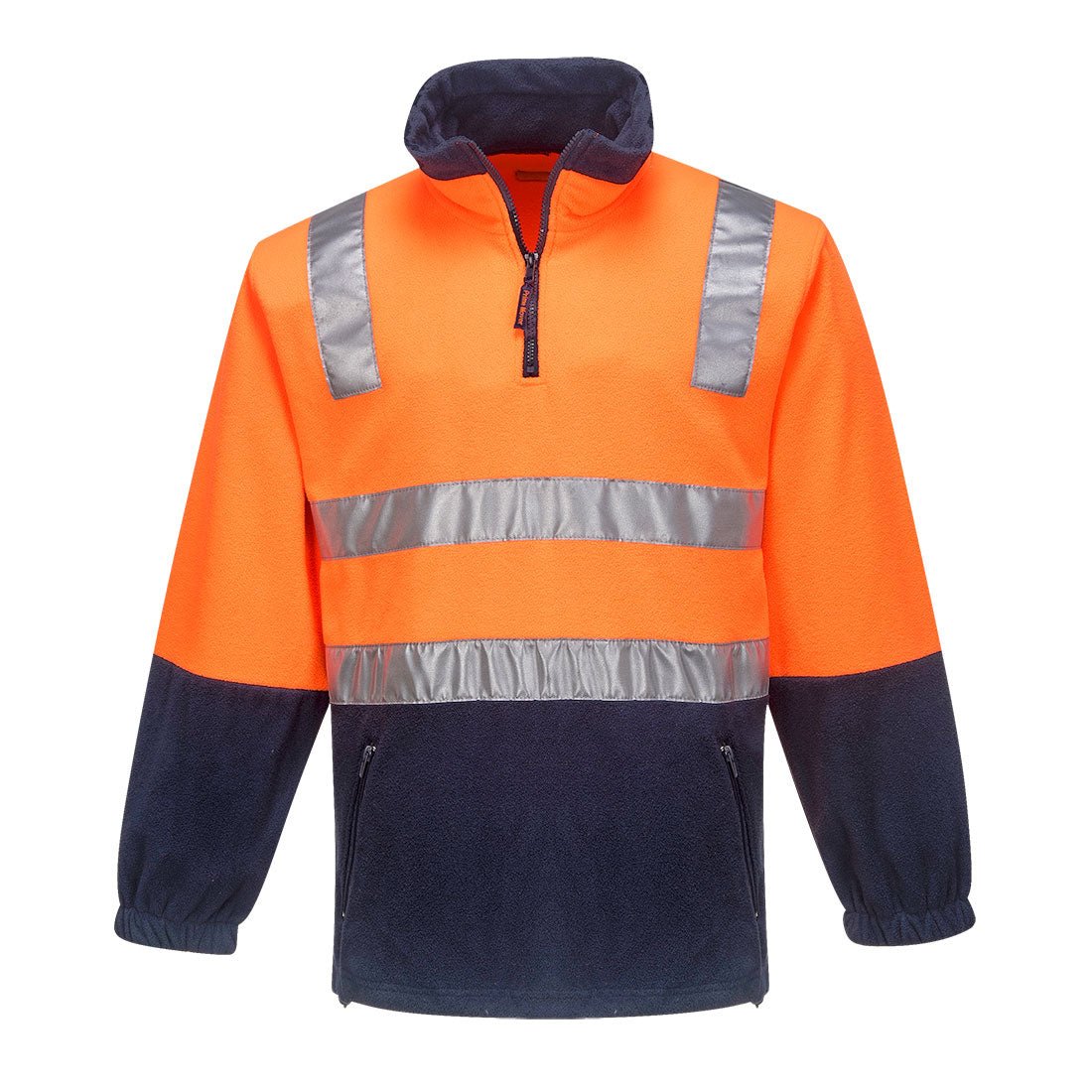 Hi-Vis Contrast 1/4 Zip Polar Fleece, Orange/Navy - NZ Packaging
