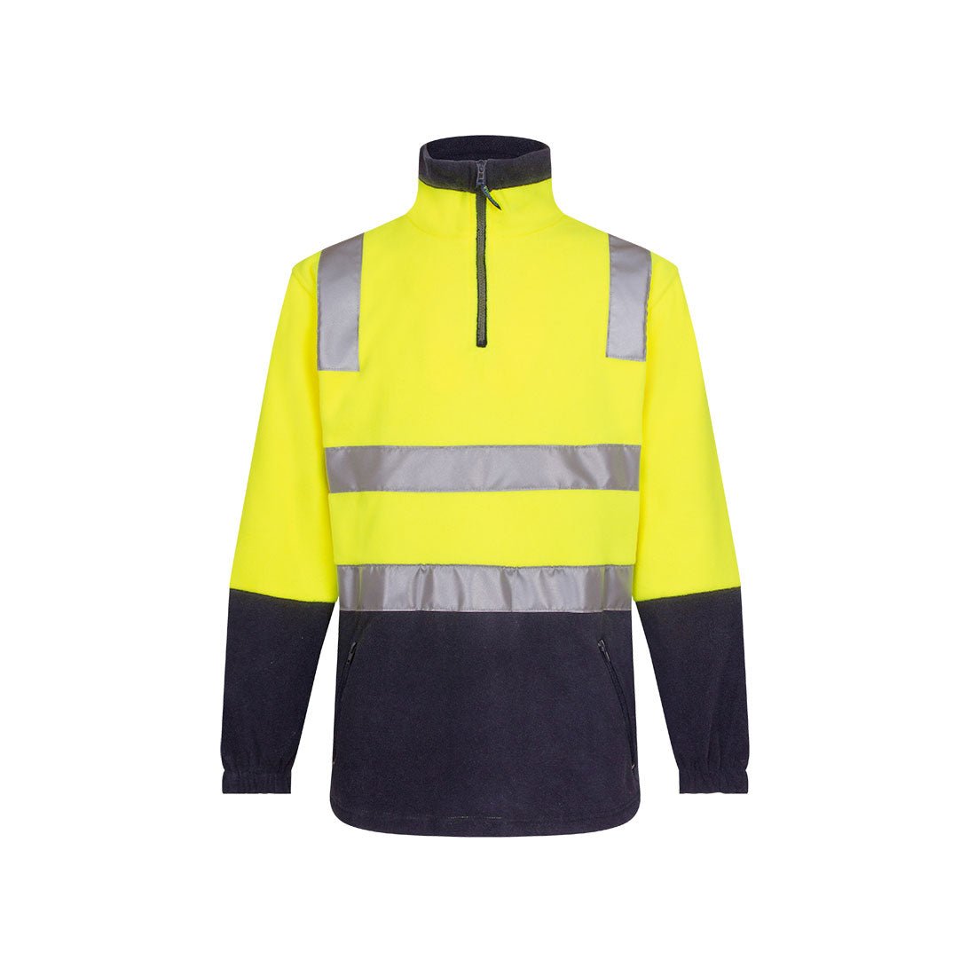 Hi-Vis Contrast 1/4 Zip Polar Fleece, Yellow/Navy - NZ Packaging