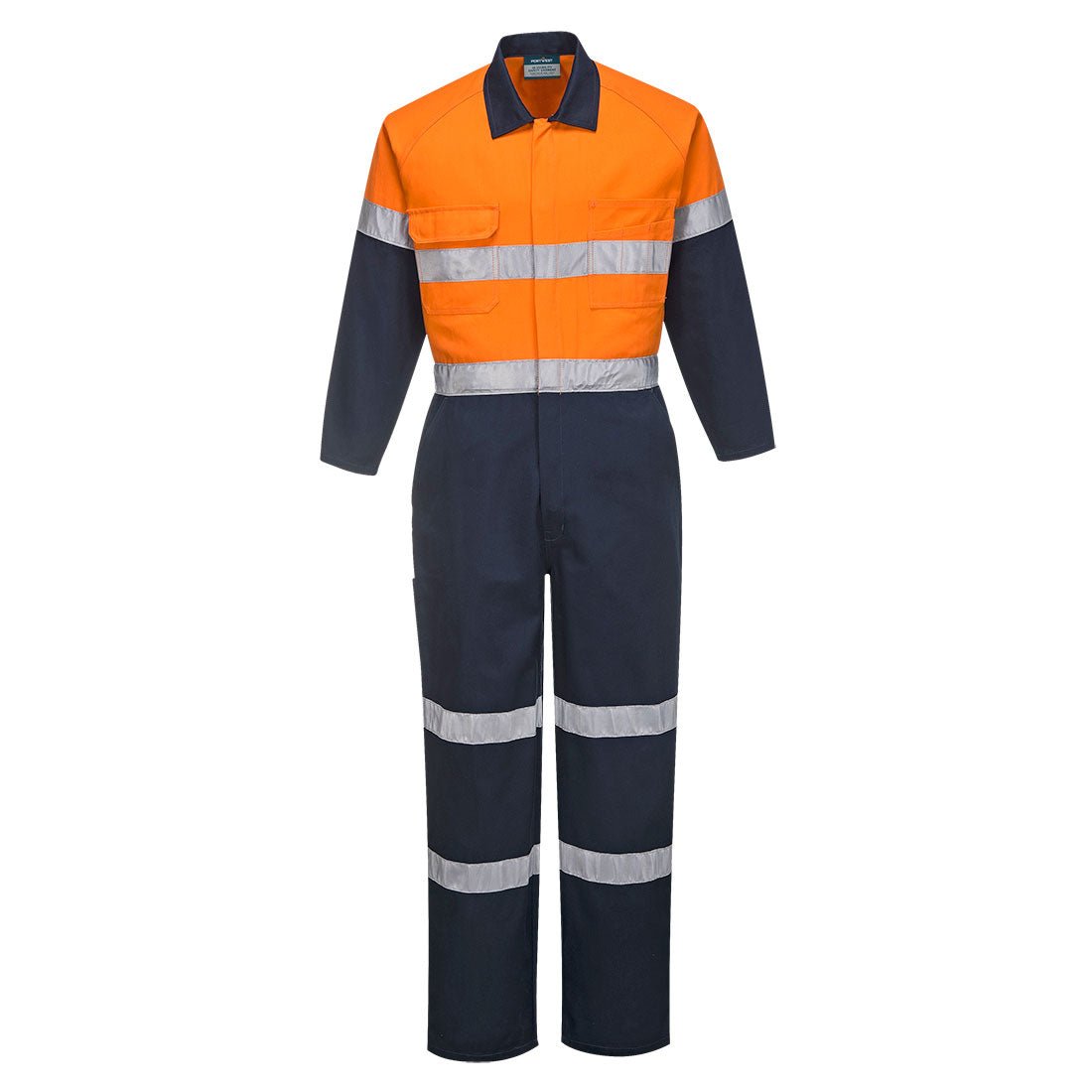 Hi-Vis Contrast Coverall, Orange/Navy - NZ Packaging