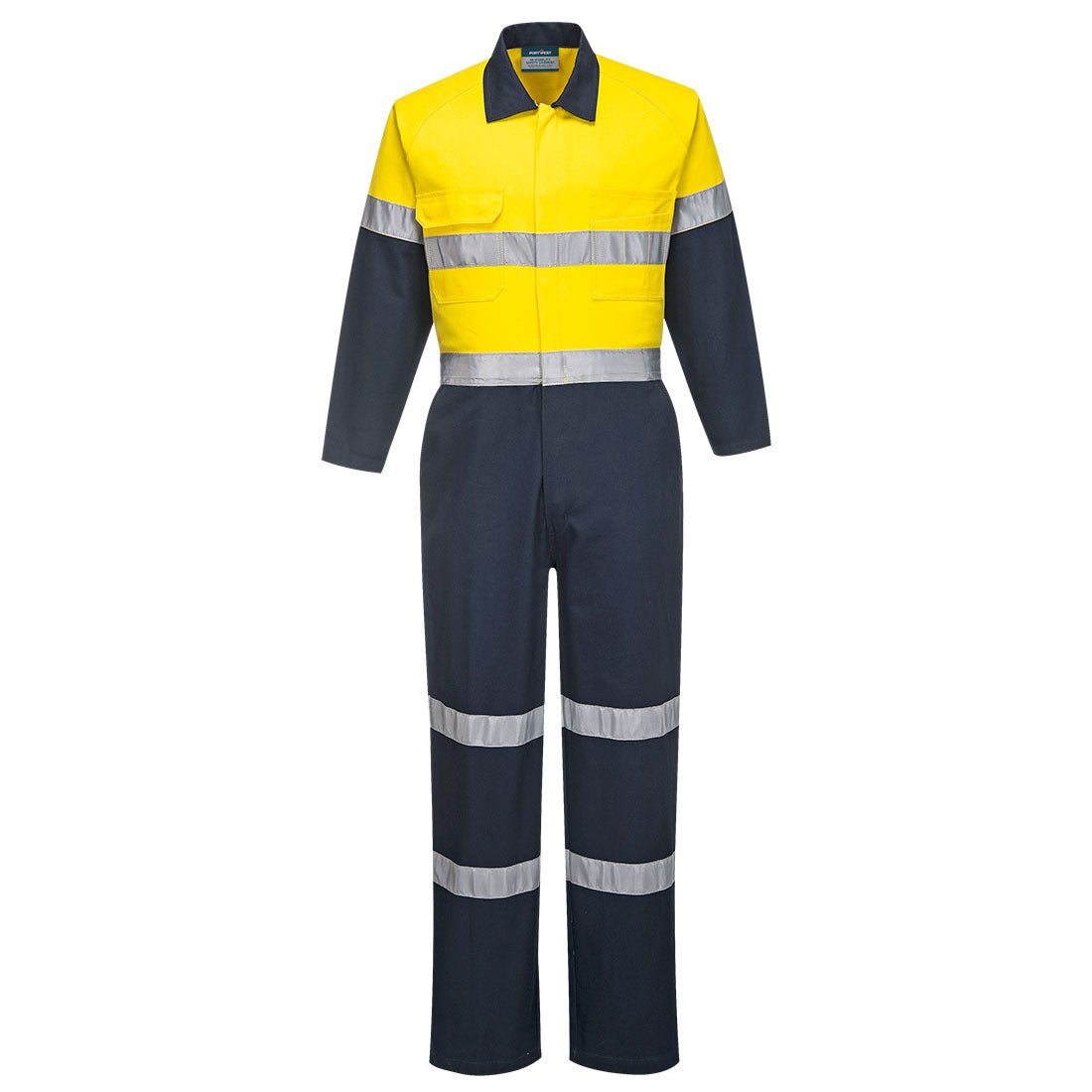 Hi-Vis Contrast Coverall, Yellow/Navy Short - NZ Packaging