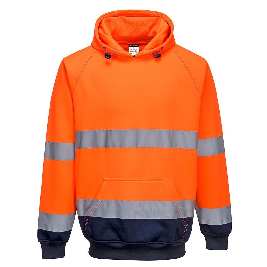 Hi-Vis Contrast Hoodie, Orange/Navy - NZ Packaging