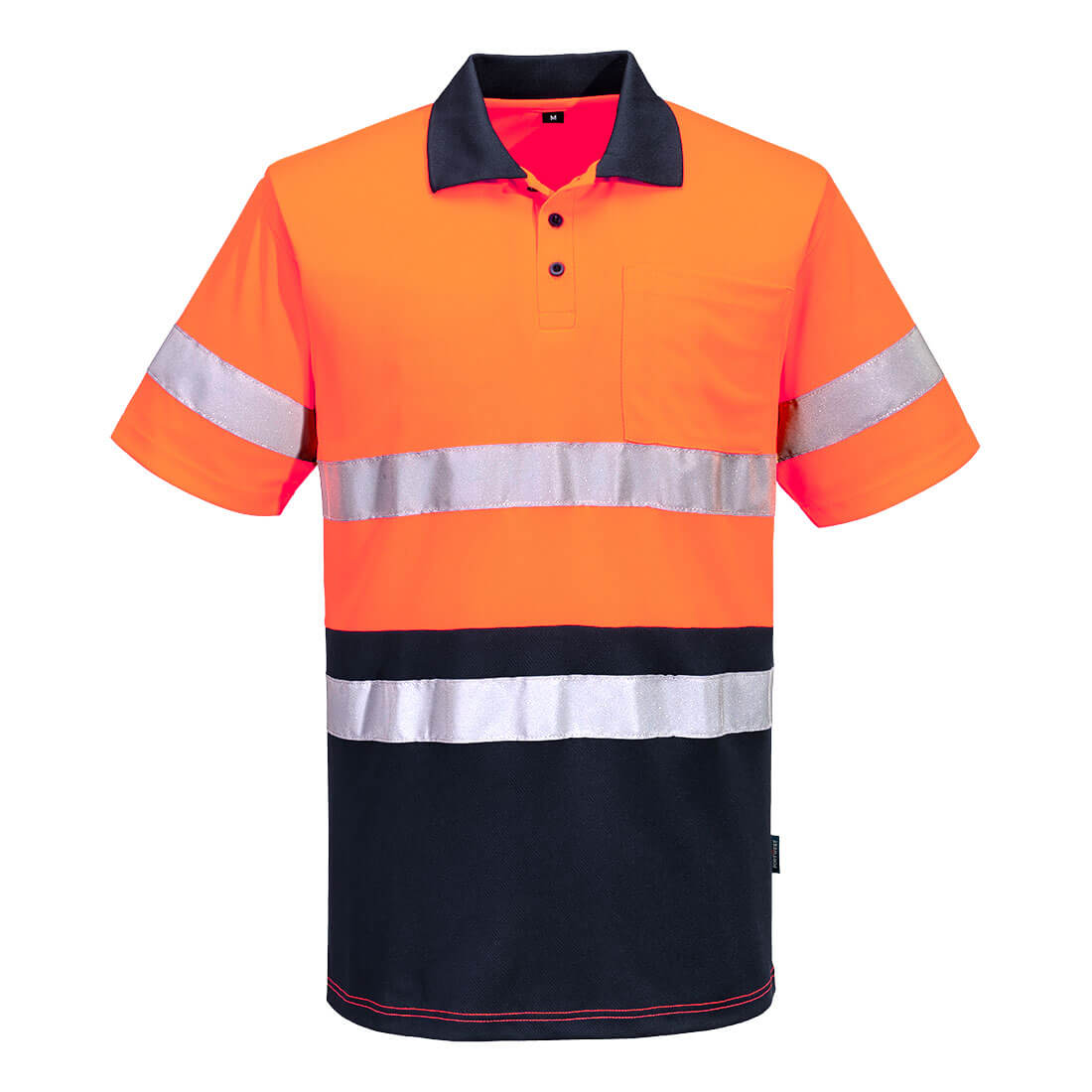 Hi-Vis Contrast Polo Shirt S/S, Orange/Navy - NZ Packaging