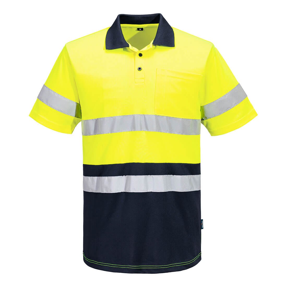 Hi-Vis Contrast Polo Shirt S/S, Yellow/Navy - NZ Packaging