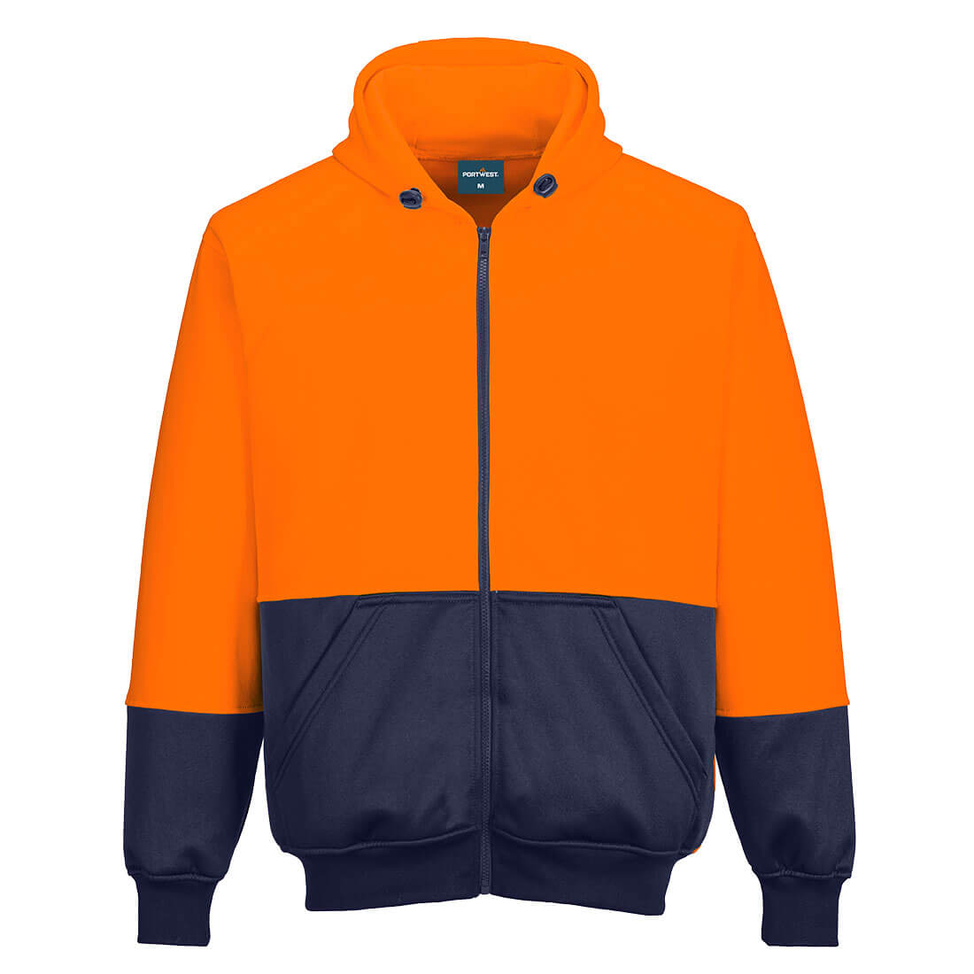 Hi-Vis Contrast Zipped Class D Hoodie, Orange/Navy - NZ Packaging