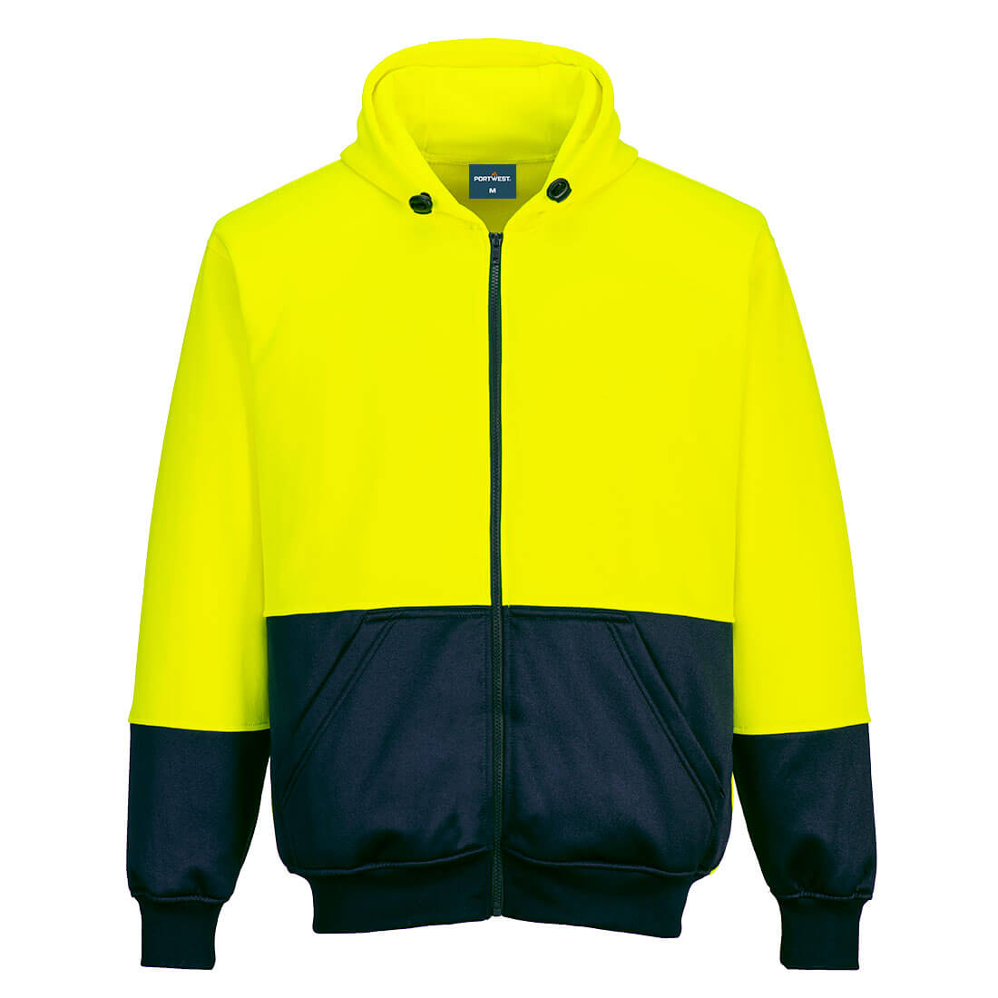 Hi-Vis Contrast Zipped Class D Hoodie, Yellow/Navy - NZ Packaging
