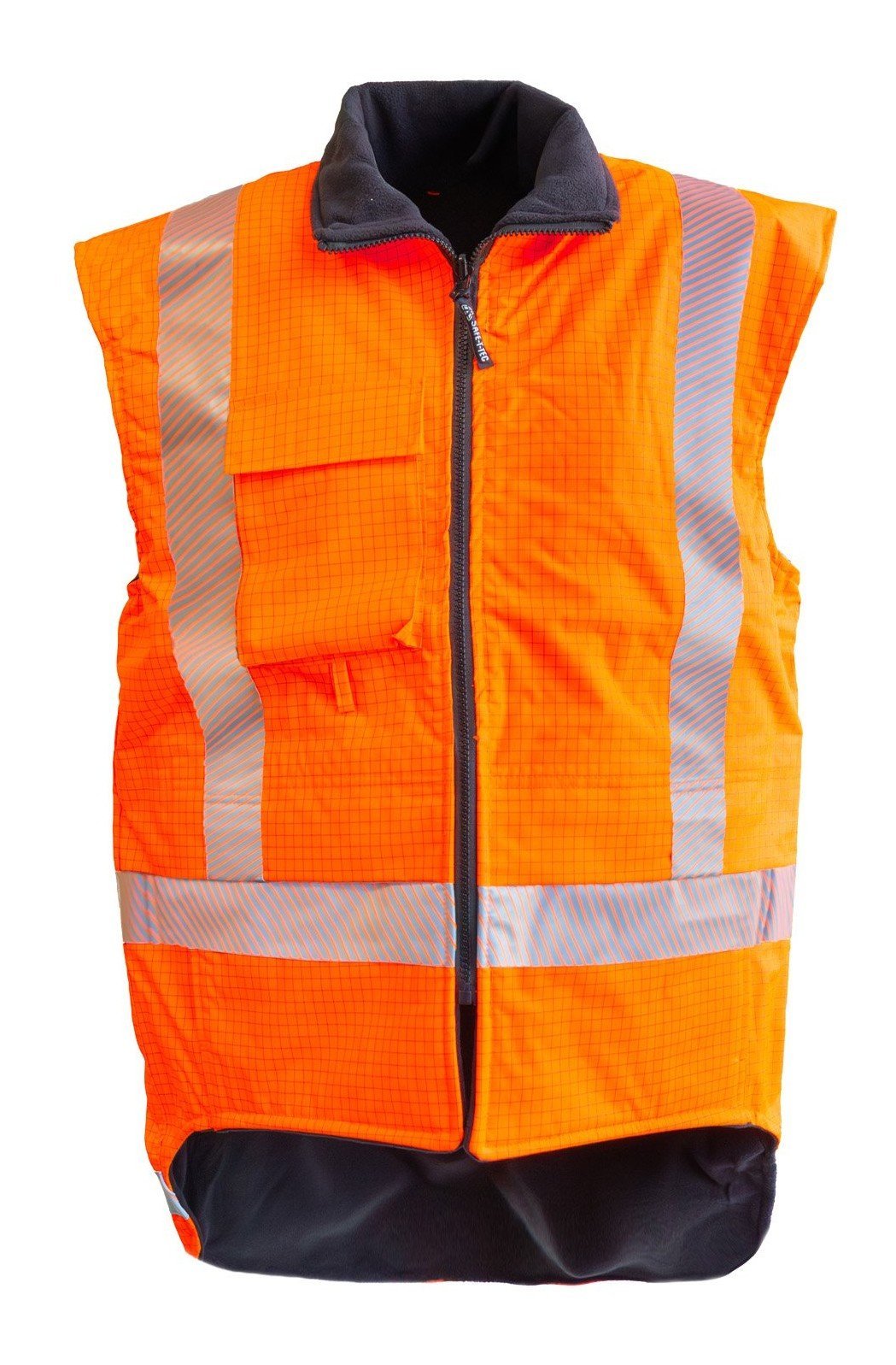 Hi-Vis Fr Fleece Lined Pu Vest, Orange - NZ Packaging
