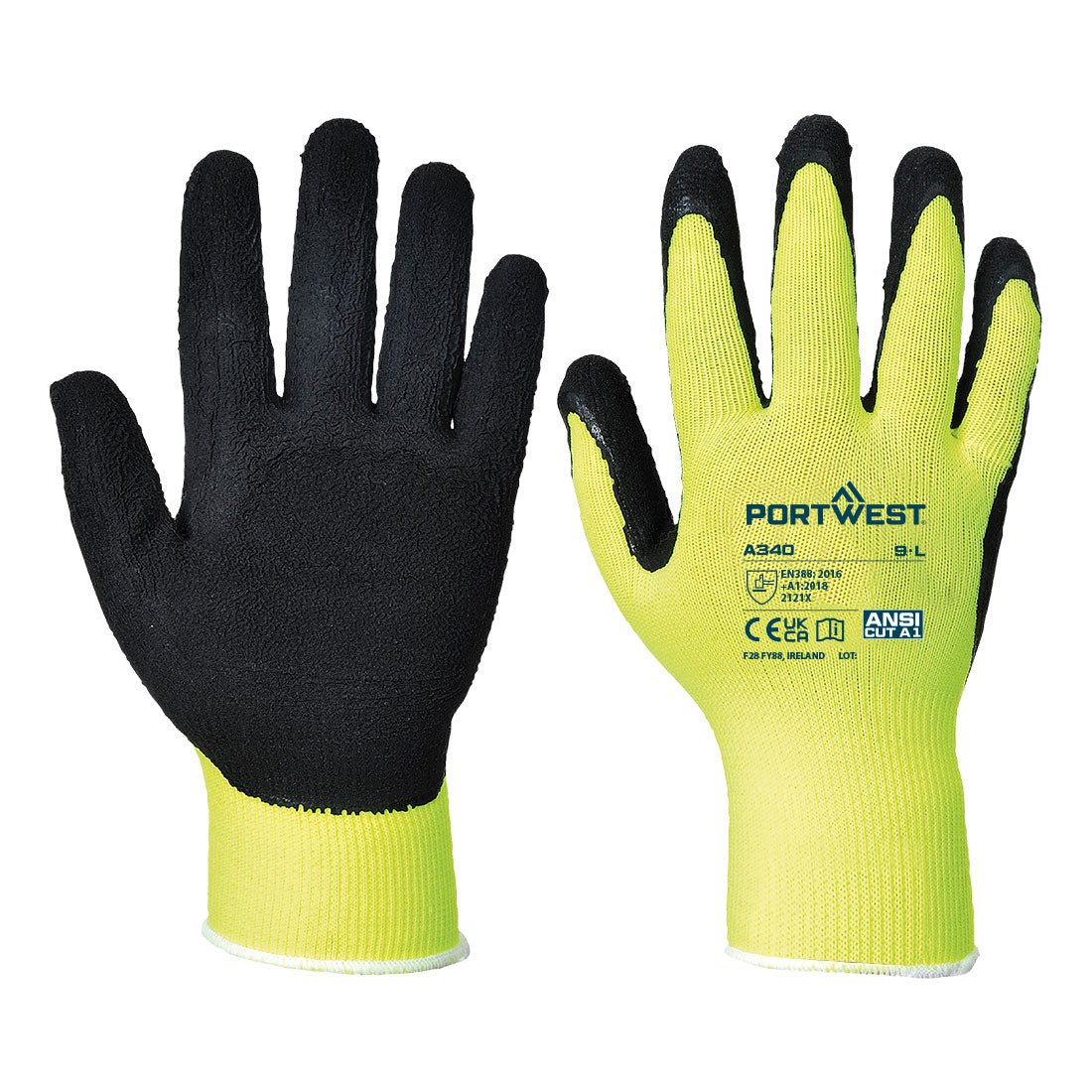 Hi-Vis Grip Glove - Latex, Yellow - NZ Packaging