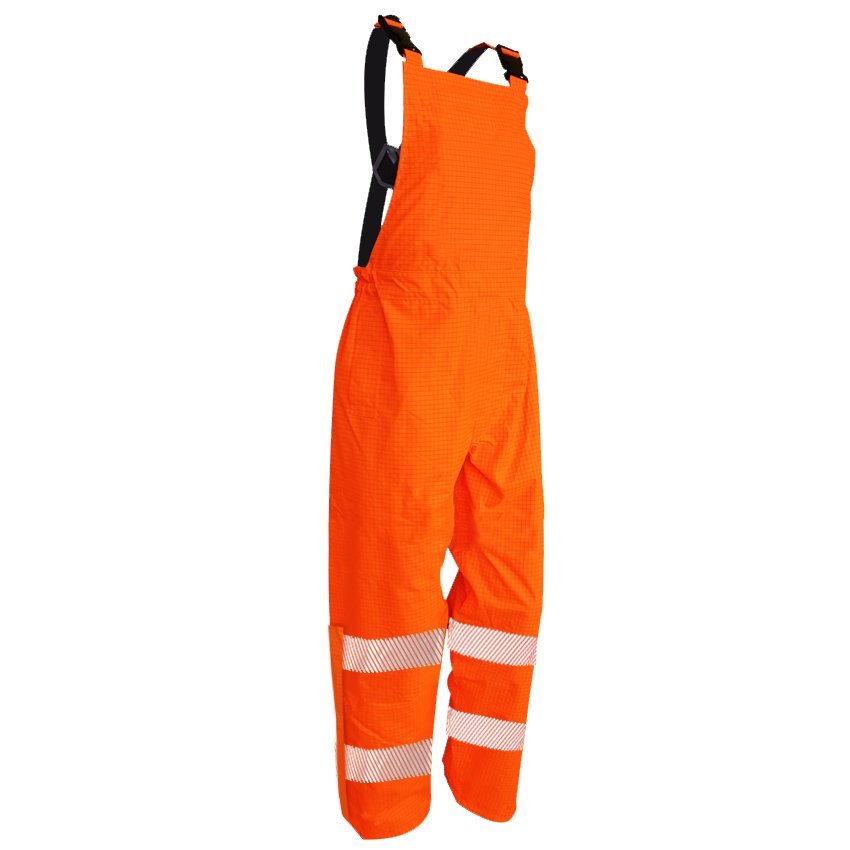 Hi Vis Pu, Bib Trousers, Flame Retardant, Orange - NZ Packaging