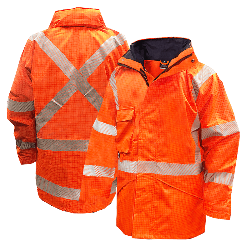 Hi Vis-Rain Jacket ,Flame Retardant, Orange Ttmc - NZ Packaging