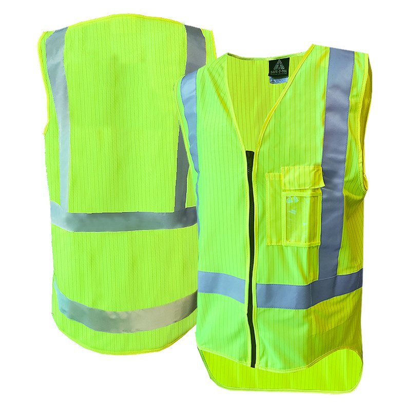 Hi-Vis Vest, Zip, D/N, Flame Ret, Yellow - NZ Packaging