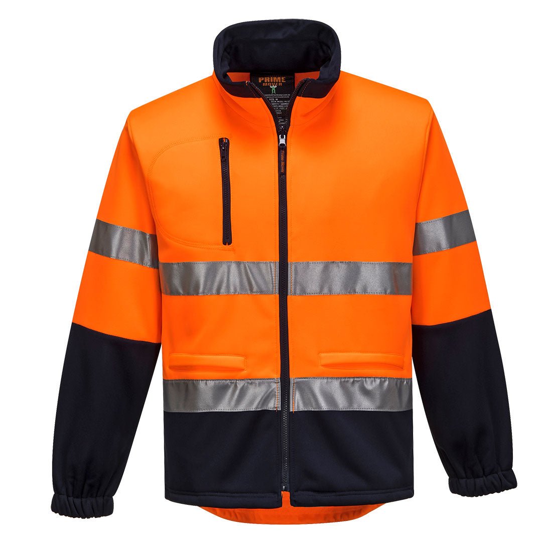 Hi-Vis Water Repellent Contrast Zipped Brush Fleece, Orange/Navy - NZ Packaging