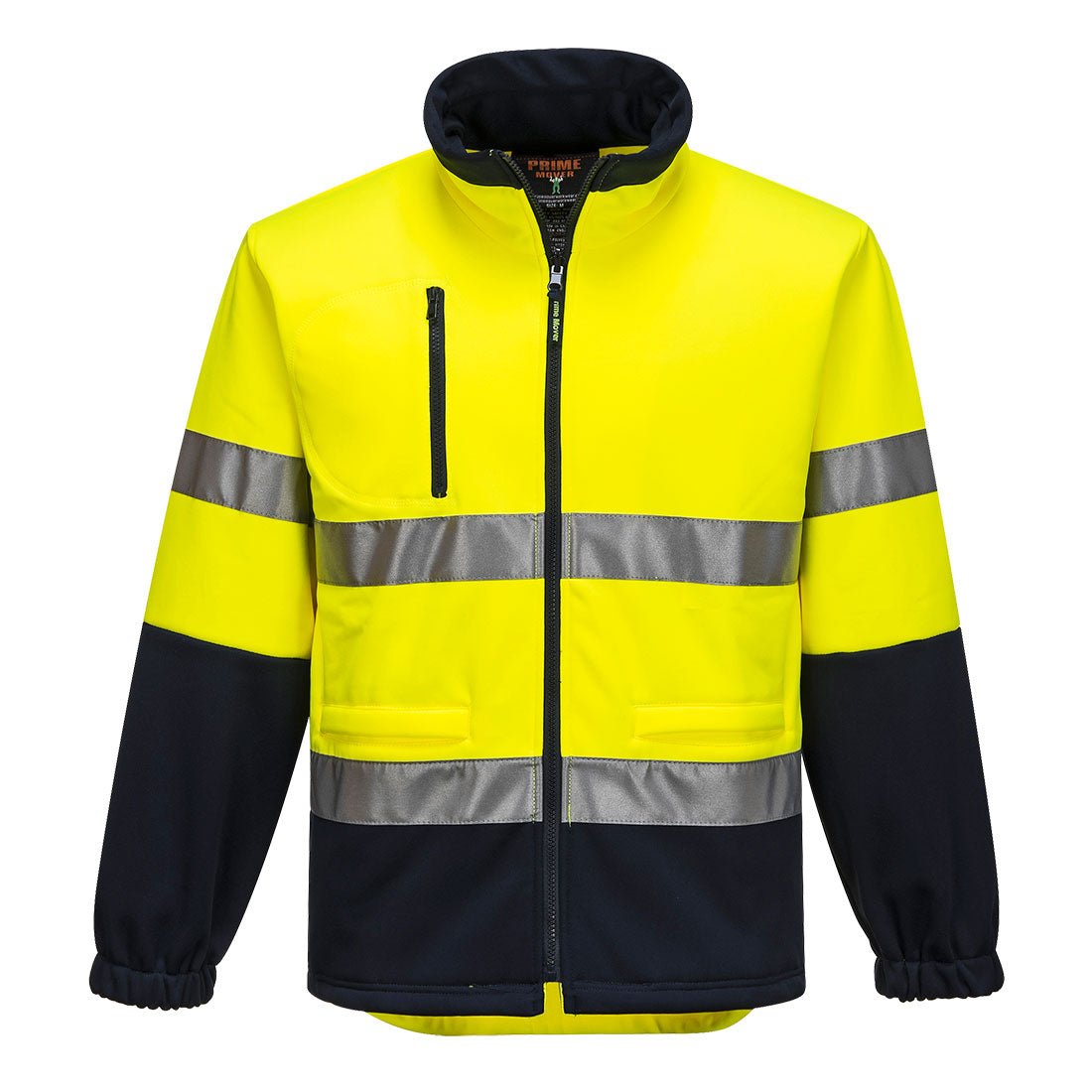 Hi-Vis Water Repellent Contrast Zipped Brush Fleece, Yellow/Navy - NZ Packaging