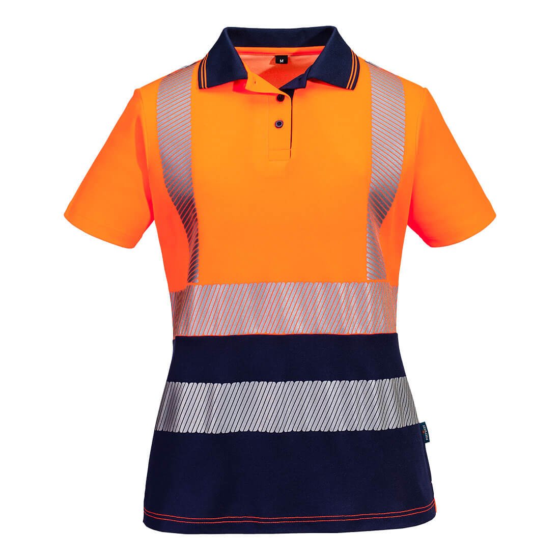 Hi-Vis Womens Cotton Comfort Contrast Polo Shirt S/S, Orange/Navy - NZ Packaging