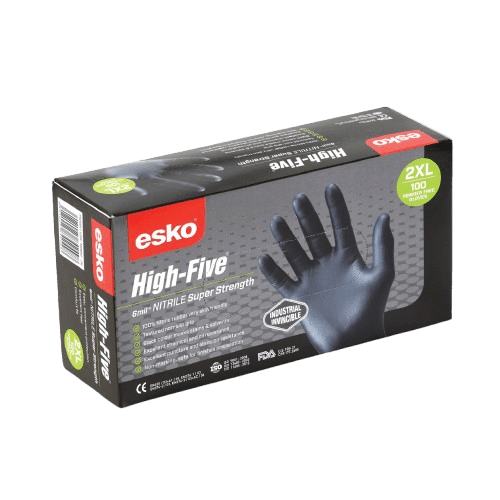 High Five Black Nitrile Disposable Glove, Super Strength, Powder Free - NZ Packaging