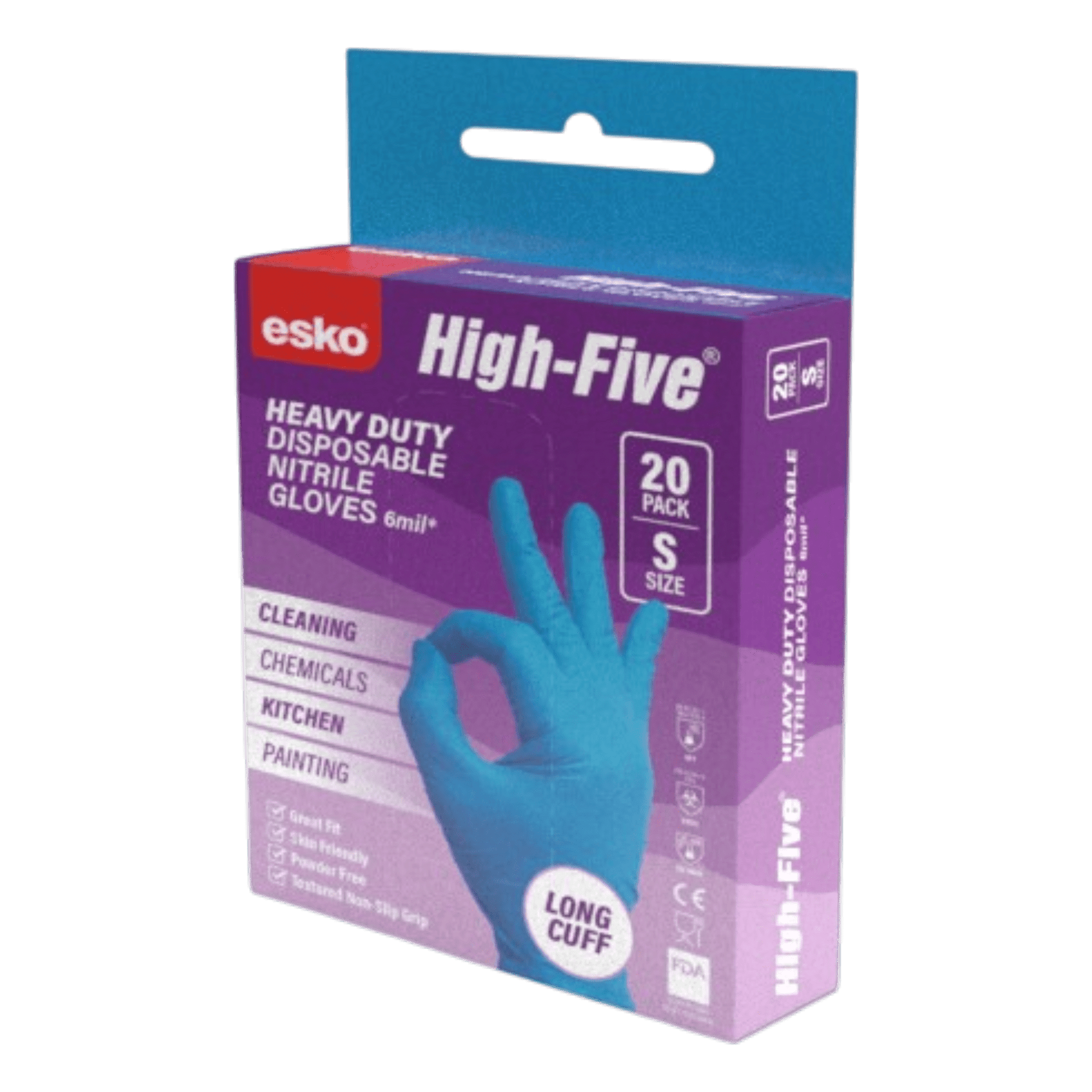 High Five Blue Heavy Duty Nitrile Disposable Glove, Powder Free - NZ Packaging