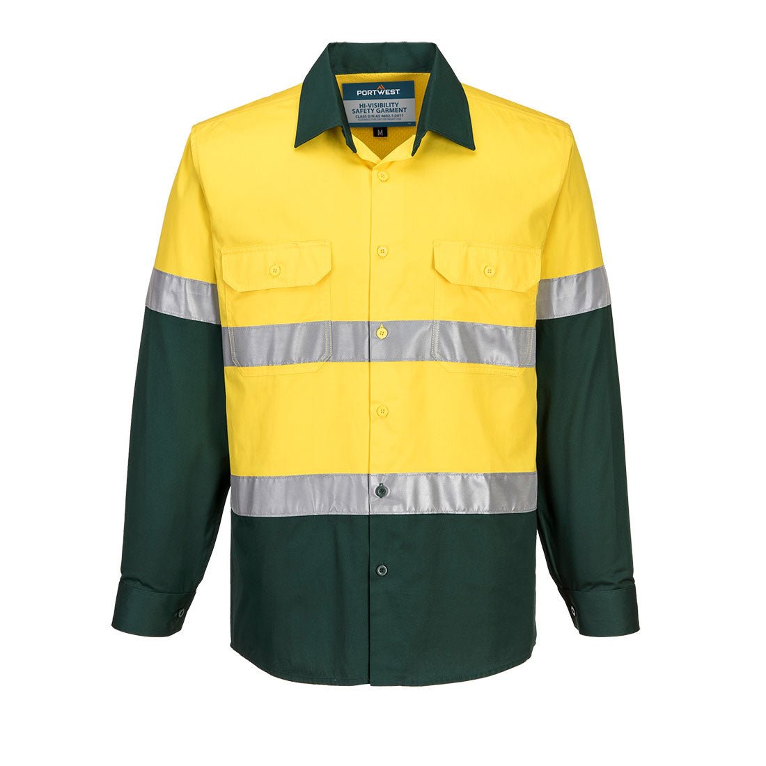 Hobart Hi-Vis Lightweight Contrast Shirt L/S, Yellow/Green - NZ Packaging