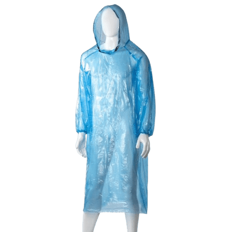 Hooded Poncho Polyethylene, Blue, 800mm X 1300mm, 30mu (96) - NZ Packaging