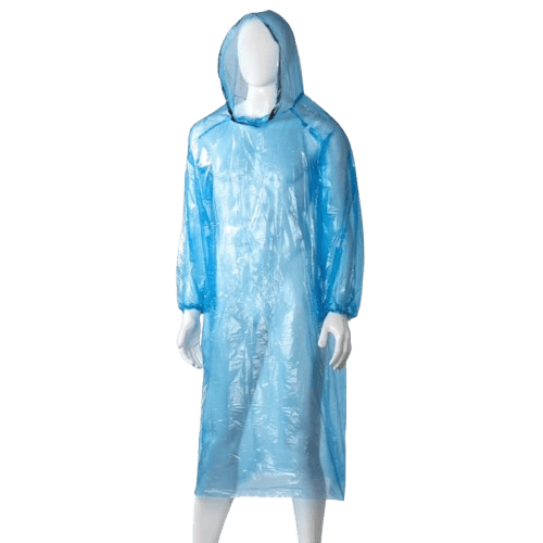 Hooded Poncho Polyethylene, Blue, 800mm X 1300mm, 30mu (96) - NZ Packaging