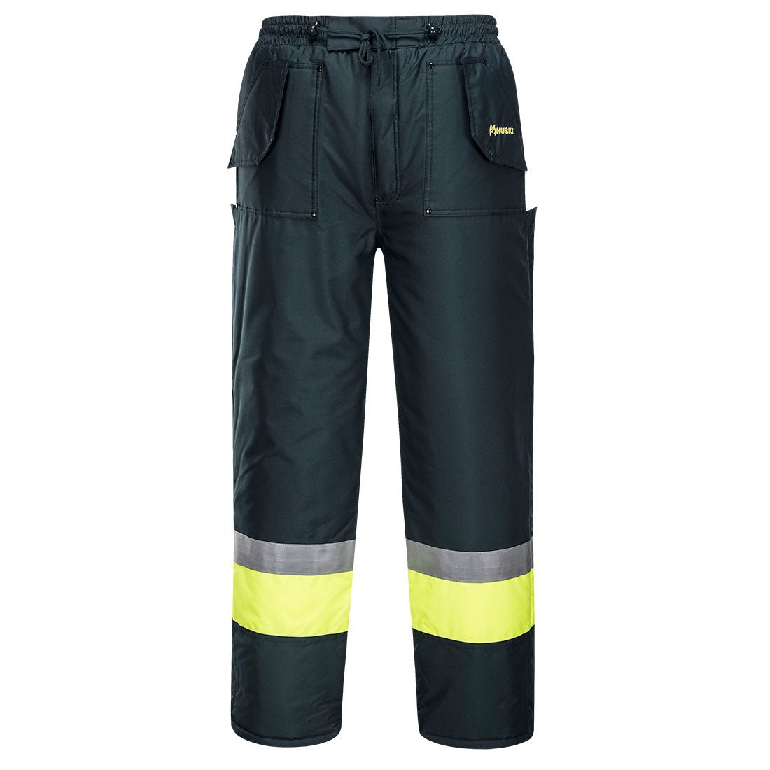 Huski Hi-Vis Contrast Freezer Pants, Forest/Yellow - NZ Packaging