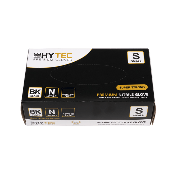 Hytec Black Nitrile Gloves, Powder Free, Small (100) - NZ Packaging