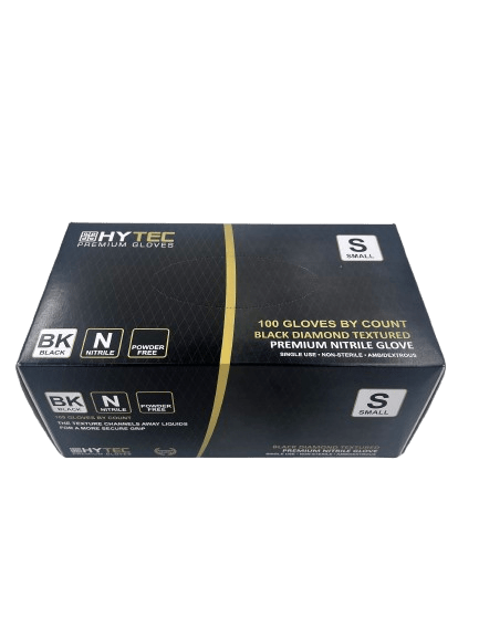 Hytec Black Textured Nitrile Gloves, Powder Free - NZ Packaging