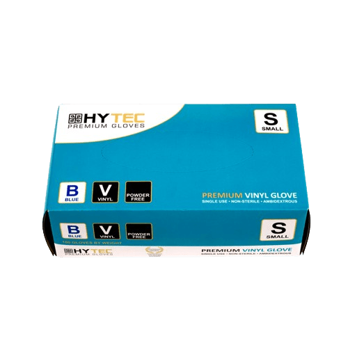 Hytec Blue Vinyl Gloves, Powder Free, Medium (100) - NZ Packaging
