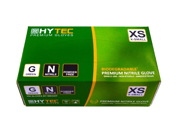 Hytec Green Nitrile Gloves, Powder Free - NZ Packaging