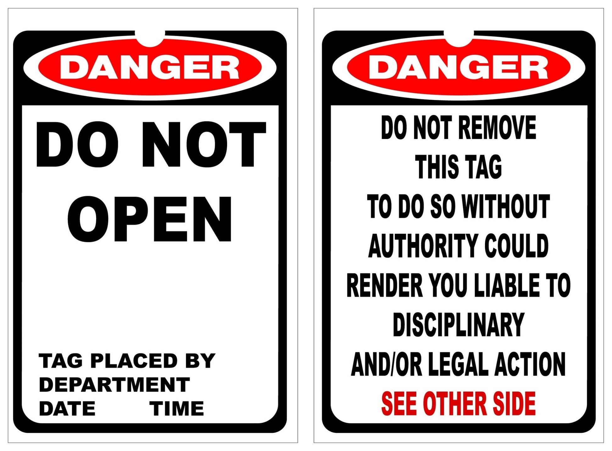 Isolock Lockout Tag - Danger Do Not Open- Pk/25 Tags - NZ Packaging
