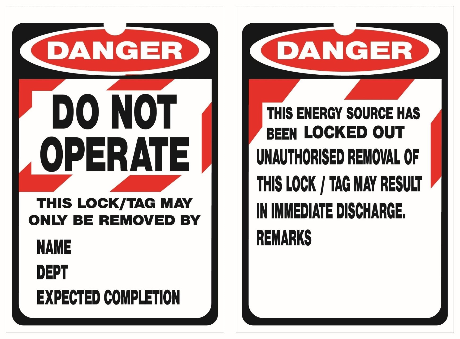 Isolock Lockout Tag - Danger Do Not Operate - Pk/25 Tags - NZ Packaging